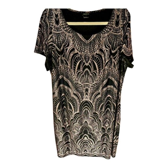 Torrid Plus Size Rose Gold Glitter Motif Print Mini Dress. SIZE 2X - Picture 2 of 14